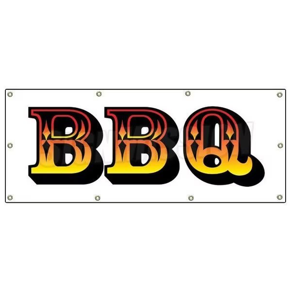 BBQ BANNER SIGN barbque bbq smoker signs ribs chicken pork beef, Signmission, Mfr#: B-96 BBQ Banner
